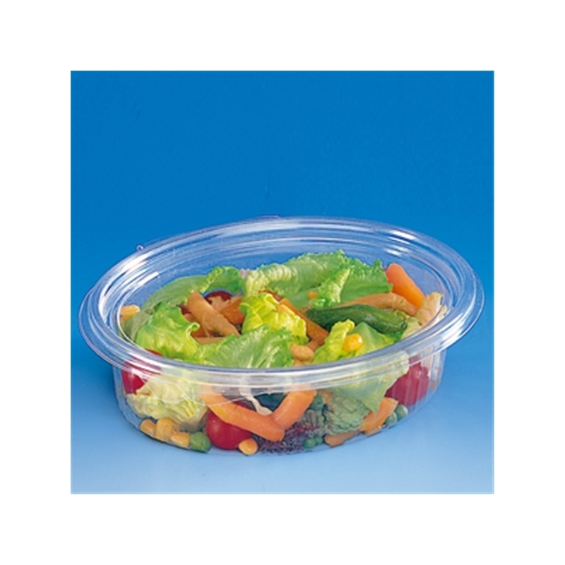 Contital Vaschette Ovali In PET Da 375 Cc Con Coperchio – 100 Pezzi Monouso Per Alimenti, Richiudibili E Riciclabili, Modello B02